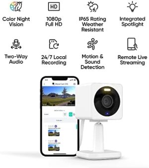 Wyze Cam OG Indoor/Outdoor 1080p Wi-Fi Smart Home Security Camera with Color Night Vision, Built-in Spotlight, Motion Detection, 2-Way Audio, Compatible with Alexa & Google Assistant, White - Image 2