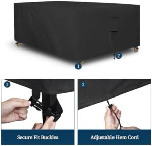 Easy-Going Rectangle Patio Furniture Cover Waterproof Outdoor Dining Table and Chair Cover Anti-UV Outside Sectional Sofa Set Covers (110"L x 84"W x 28"H, Black) - Image 5