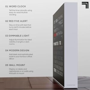 Sharper Image® LED Word Clock Pro with Dimmable Light, 9.45" Modern Design, & Red 5-Minute Alerts| Electronic Accent Wall & Desk Clock| Contemporary Home & Office Decor| Housewarming Gift - Image 4