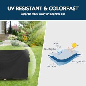 Easy-Going Rectangle Patio Furniture Cover Waterproof Outdoor Dining Table and Chair Cover Anti-UV Outside Sectional Sofa Set Covers (110"L x 84"W x 28"H, Black) - Image 3