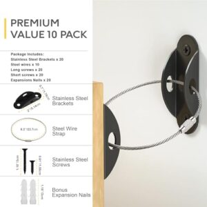 Furniture Anchors (10 Pack) Anti Tip Furniture Straps for Baby Proofing, 400lbs Tension Earthquake Resistant Metal Straps, Furniture Wall Anchor Prevent Baby Pet from Falling Furniture - Image 3