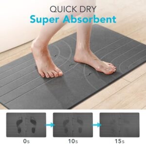 32 * 20 Large Stone Drying Bath Mat for Bathroom Diatomaceous Earth Bath Mat Quick Dry Non Slip Absorbent Bathroom Floor Mat Modernized Water Absorbing Diatomite Shower Bath Mat Grey - Image 3