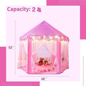 Sumbababy Princess Castle Tent for Girls Fairy Play Tents for Kids Hexagon Playhouse with Fairy Star Lights Toys for Children or Toddlers Indoor or Outdoor Games (Pink) - Image 6