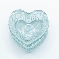 Vintage Glass Jewelry Box - Heart Shaped Display Box for Storage Ring Earring Trinket Jewelry, Cute Room Decor for Girl Women U2-GRB003-Light Green