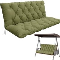 Porch Swing Cushion with Backrest,Waterproof Bench Cushion for Outdoor Furniture,2-3 Seater Replacement Thickened 5 in swing cushion,with Ties,Patio,Outdoor,Backyard and Garden (Light Green,60x40 in)