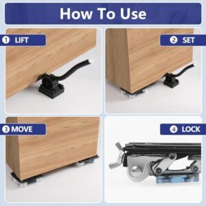 Urvoix Furniture Dolly, Furniture Movers with Wheels 360° Rotating & Lockable, Furniture Lifter Tool Set with Carbon Steel Panel Maximum Load 2000LBS, Easily Move Appliances, Equipment - Image 5