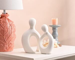 Quoowiit Ceramic Couple Sculptures for Home Decor, Abstract Lover Statue for Shelf, Office, Living Room, Bedroom, Gifts for Anniversary, Valentine's Day, Birthday (White) - Image 4