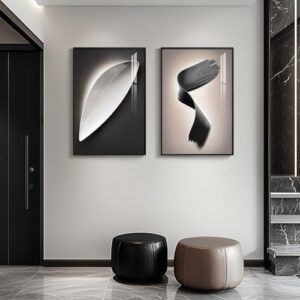 Framed Large Modern Black and White for Living Room Abstract Wall Art, Bright Style 3 Piece Wall Decor, Artwork for Walls, Paintings Pictures for Hallway, Dining, Office 24x36 Inch - Image 3