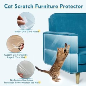No Glue Marks - Finokeil Cat Scratch Furniture Protector, 17.72x 11.8 Inches Couch Protector from Cat Claws, Eco-Friendly Furniture Protectors from Cats Scratching(12-Pack+50 Pins) - Image 4