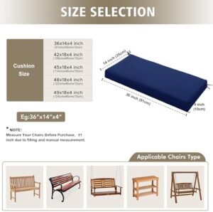 Outdoor Bench Cushion Waterproof 48"x18" – Fade-Resistant Patio Furniture Cushion with Ties for Porch Swing, Loveseat, or Indoor Bench Replacement, Navy Blue - Image 3