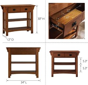 Leick Home 8261 Mission Bookcase Console Table with Drawers, Made with Solid Wood, for Living Room, Entry Way, Office, Bedrooms, Russet Finish - Image 5