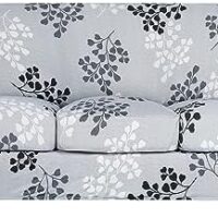 SearchI Stretch Sofa Cover Printed Couch Cover, Floral Pattern 4 Pieces Sofa Slipcover with 3 Separate Cushion Cover, Washable Furniture Protector for Living Room(Sofa, Leaf Pattern)