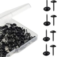 100 Pcs Black Upholstery Tacks Furniture Tacks Decorative Upholstery Nails Metal Thumb Tacks Round Head Upholstery Pins for Cork Board DIY Projects Home Decor Upholstered Sofa Decorative Nails