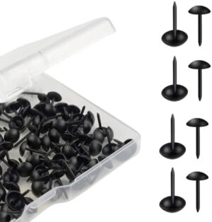 100 Pcs Black Upholstery Tacks Furniture Tacks Decorative Upholstery Nails Metal Thumb Tacks Round Head Upholstery Pins for Cork Board DIY Projects Home Decor Upholstered Sofa Decorative Nails