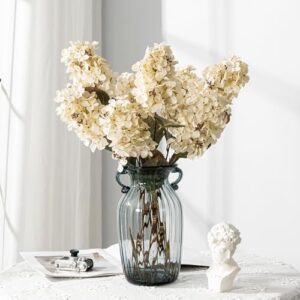 Fake Flowers Hydrangea Silk Flowers With Stems White Flowers Fake Flowers In Vase Hydrangea Artificial Flowers Winter Flowers Artificial For Decoration Vase Decor 24"(Cream Color)8PCS Wthout Vase - Image 2