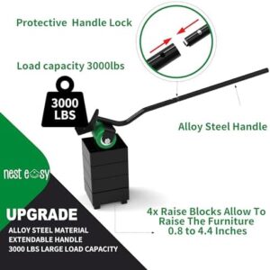 NESTEASY Heavy Duty Furniture Dolly 360° Rotating 5 Wheels, Alloy Steel Furniture Movers Upto 3000 lbs/1360 Kg Load Capacity with Measure Tape and Leveler (5.3x5.3 in) - Image 5