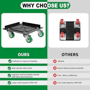 NESTEASY Heavy Duty Furniture Dolly 360° Rotating 5 Wheels, Alloy Steel Furniture Movers Upto 3000 lbs/1360 Kg Load Capacity with Measure Tape and Leveler (5.3x5.3 in) - Image 4
