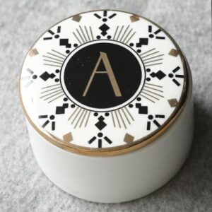 COLLECTIVE HOME - Monogram Jewelry Box, Bohemian Ceramic Trinket Box, Storage for Necklace Ring Bracelet Keys, Birthday Mother's Day Christmas Gift for Women, 3.25" x 2.5" (A) - Image 2