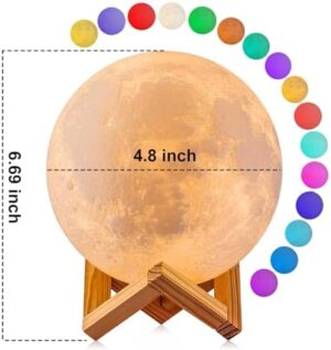 LOGROTATE Moon Lamp, 16 Colors LED Night Light for Kids 3D Printing Moon Light with Stand& Remote/Touch Control & Timing, Moon Light Lamp for Kid Friend Birthday Gifts, Room Decor (Diameter 4.8 INCH) - Image 5