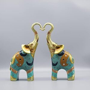 Large Gold Elephant Statue for Home Decor, Small Elephant Figurines (2 Pcs Medium)