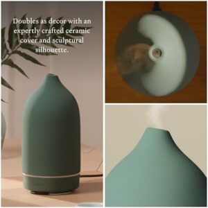 Vitruvi Stone Diffuser, Ceramic Ultrasonic Essential Oil Diffuser for Aromatherapy | Ceramic, Home Decor | Sea, 90ml Capacity - Image 4
