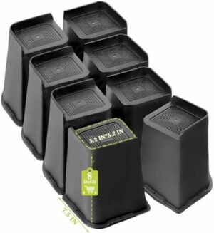 Bed Risers 1 inch, 2 inch, 3 inch, 4 inch, 6 inch, 8 inch Heavy Duty, Oversized Furniture Riser for Couch Sofa Table Chair Leg Frame Dorm, Support up to 6000 Lbs (Black 8 Pack, 8 inch)-6