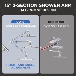 Veken Wide Rain Shower Head with 6 Modes Handheld Water Spray,High Pressure Showerhead Combo with Arm for Bathroom Accessories,Home Decor Adjustable Dual Shower with Anti-Clog Nozzles,Silver Chrome - Image 6