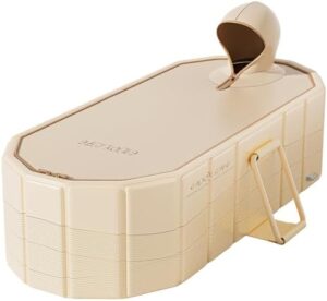 59''Portable insulated bathtub, Ice Bath Tub for Athletes, Inflation-free bathtub for shower, Ice Plunge Tub with Cover, Baths at Home & Outdoor（with Cover）