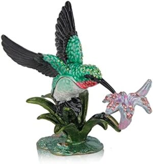 SEVENBEES Humingbird Figurines with Flower Girls Jewelry Boxes Hummingbird Gifts Humming Bird Decorative Trinket Boxes Hinged Box Home Decor - Image 3