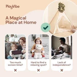 PlayVibe Kids Teepee Tent - Baby, Toddler Play Tents with Light String & Star LED Lights, Children Reading Nook Tee Pee Tents, Party Teepee Shelter Canvas for Girls & Boys, Playroom, Indoor & Outdoor - Image 4