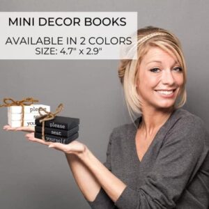 Farmhouse Bathroom Decor - Funny Rustic Wooden Mini Books for Your Restroom Shelf - The Perfect Small Decorative Accent for The Guest Bathroom - Black - Image 3
