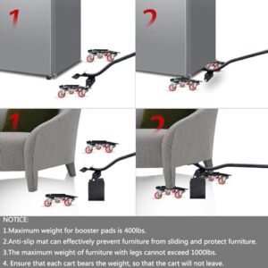 Furniture-Dolly-Furniture-Movers with-5-Wheels, Furniture Sliders Lifters Tool Set for Moving Heavy Duty, Furniture Dollies, Max Capacity 1650Ib Red - Image 5