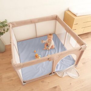 Stylish Vegan Leather Baby Play Mat - Soft, Easy to Clean Floor Mat Creates A Safe Play Area for Your Baby - The Perfect Modern Foam Playmat Fits Nicely with Your Kids Playroom Or Home Decor - Image 3