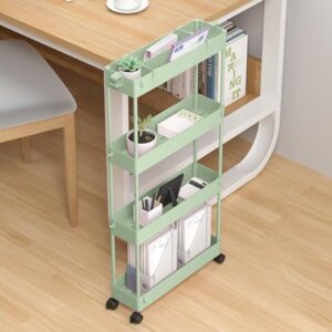 SPACELEAD Slim Storage Cart 4 Tier,Bathroom Organizer Rolling Utility,Mobile Shelving Unit Slide Out for Office, Kitchen, Laundry Room & Narrow Places，Green - Image 5