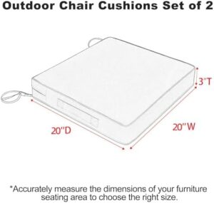 Favoyard Patio Chair Cushions 20 x 20 x 3 Inch Waterproof Outdoor Seat Cushions for Patio Furniture 3-Year Color Fastness Garden Sofa Couch Chair Pads with Handle & Adjustable Straps Set of 2, Beige - Image 3