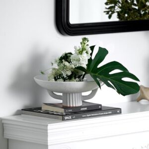 White Resin Decorative Bowl for Boho Modern Home Decor, 11.2" Large Elegant Pedestal Kitchen Fruit Bowl/Key Holder/ Potpourri for Entryway Table, Coffee Table, Dining Room,Table Centerpiece Bowel - Image 7