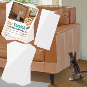 Cat Scratch Furniture Protector - 3 Sizes Sticky Tapes Specially Designed for Leather Furniture, Anti-Scratch Couch Protector, No Pins, 12 Pack