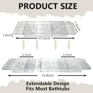 Adjustable Bath Tray for Tub - Tub Caddy for Bathtub,Large Capacity- Bathtub Tray for Easy Cleaning,Transparent Expandable Bath Tray Table for Tub,Suitable for Most of Bath Tubs, Bath Trays for Women - Image 3