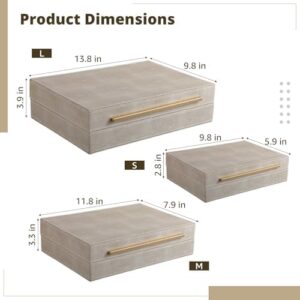 Faux Leather Decorative Jewelry Storage Boxes, Set of 3 Large Stackable Decorative Storage Boxes with Lids, Storage Nesting Organizer for Home Decor - Image 2