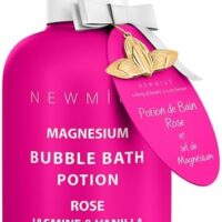 Magnesium Bubble Bath Rose Jasmine Vanilla Long Lasting Foam for Sore Muscles Epsom Salt Moisturizing Relaxing Stress Relief Spa Gift for Women