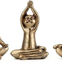 Yoga Cat Statues for Home Decor Accents,Yoga Pose Figurine for Zen Spiritual Bedroom Living Room Office Table Desk Modern Boho Decoration,Meditation Shelf Decor Accents Antique Bronze Gift
