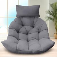 Outdoor Egg Chair Cushion, Waterproof Egg Chair Replacement Cushion, Thickened 7 Inches Hanging Chair Cushion, U-Shaped Cushions with Headrest for Outdoor Furniture 47x40x7 Inches (Gray)