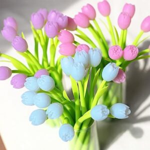 Color Changing Flower Pens,12PCS Ballpoint Pens Colorful Gel Ink Rollerball Pens Black 0.5mm (12 pack,Colored Tulip) for School Home Office Stationery Store Kids Girls - Image 7