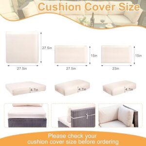 14 Piece Outdoor Patio Cushion Covers Replacement, Outdoor Couch Cushions Covers with Zippers, Waterproof Patio Furniture Cushion Slipcovers for Couches,Outdoor Patio Furniture (14 piece sets,Beige） - Image 2