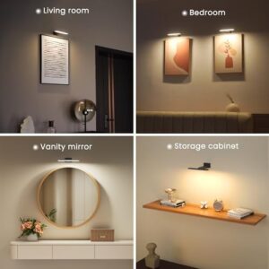 FULEN 2 Pack Picture Lights for Wall,Battery Operated Wall Sconce Rechargeable,LED Wall Light Cordless with Remote,3 Color Temperature, Art Lights for Painting,Frame,Gallery,Dartboard Lights,Black - Image 7