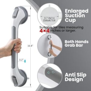 TAILI Grab Bars for Bathtubs and Showers 2 Pack Suction Grab Bar, Heavy Duty Shower Handle Removable Bath Handrails for Seniors and Elderly, Bathroom Safety Grip No Drilling Waterproof,Grey - Image 4