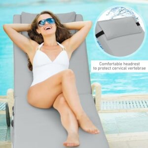 Tondiamo 2 Set Outdoor Chaise Lounge Cushions with Pillows and Storage, 72 x 21 x 3 Inch Outdoor Lounge Chair Seat Pads Outside Waterproof Chaise Cushion for Outdoor Lawn Patio Furniture(Light Gray) - Image 5
