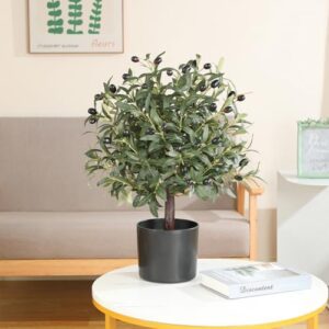 25.5” Tall Artificial Topiary Ball Olive Tree Set of 2 Pack, Olive Boxwood Topiary Ball Potted Bushes UV Resistant Potted Plants for Garden Indoor Outdoor Home Decor - Image 6