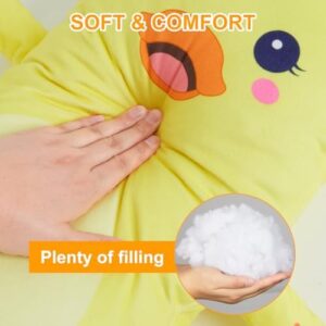Body Pillow for Kids Long Plush Pillows Stuffed Animal Pillow with Removable Insert for Adults Kids Home Decor, Yellow White - Image 2