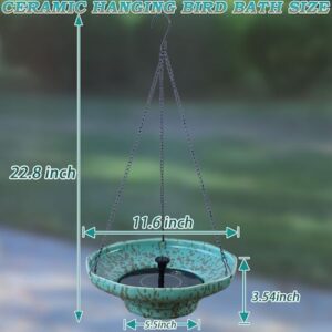 Solar Fountain Ceramic Hanging Bird Bath,Bird Bath for Ourside,Outdoor Fountain Bird Bath,Garden and Home Decor - Image 3